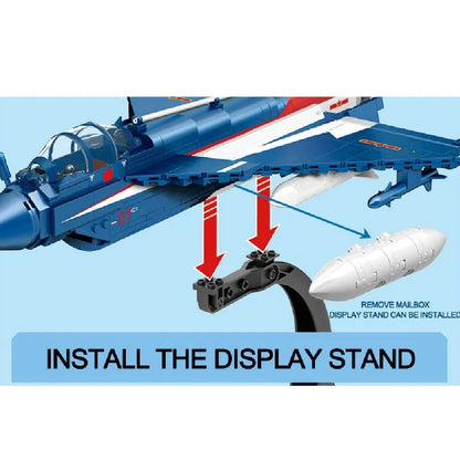 Sembo MOC Building Block Set: WW2 MOC J-10 Fighter Jet Aircraft, Model 202188