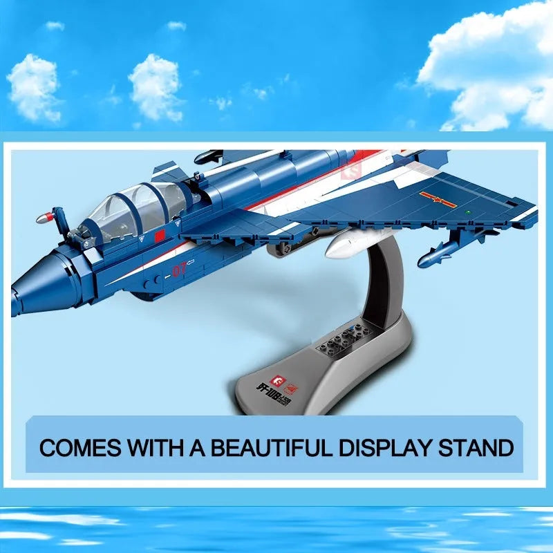 Sembo MOC Building Block Set: WW2 MOC J-10 Fighter Jet Aircraft, Model 202188