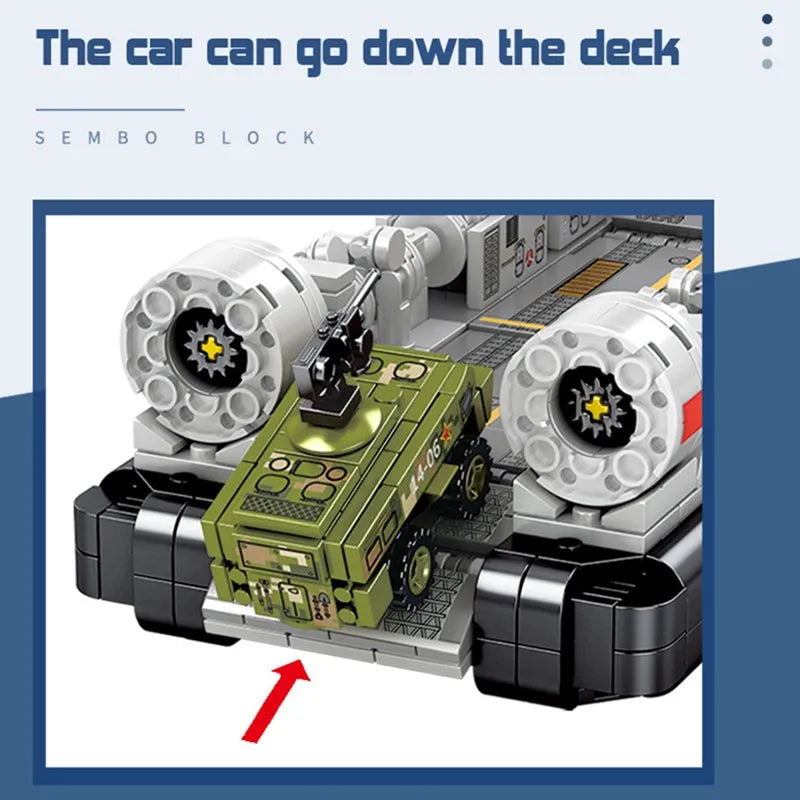 Sembo Building Block Set: WW2 NAVY Type 726 Hovercraft, Model 202048