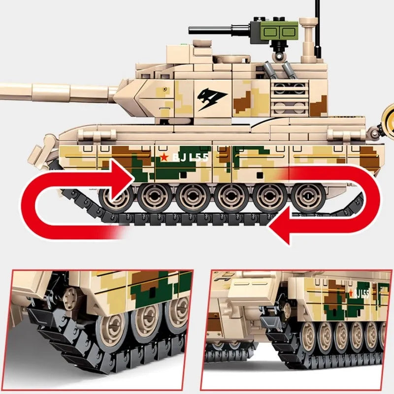 Sembo Building Block Set: WW2 Type 15 Light Battle Tank, Model 203107