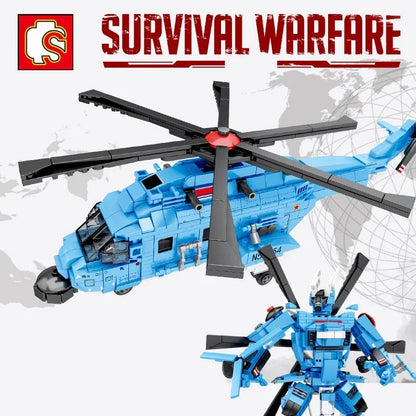 Sembo MOC Building Block Set: H-92 Armed Helicopter Mecha Robots, Model 207055