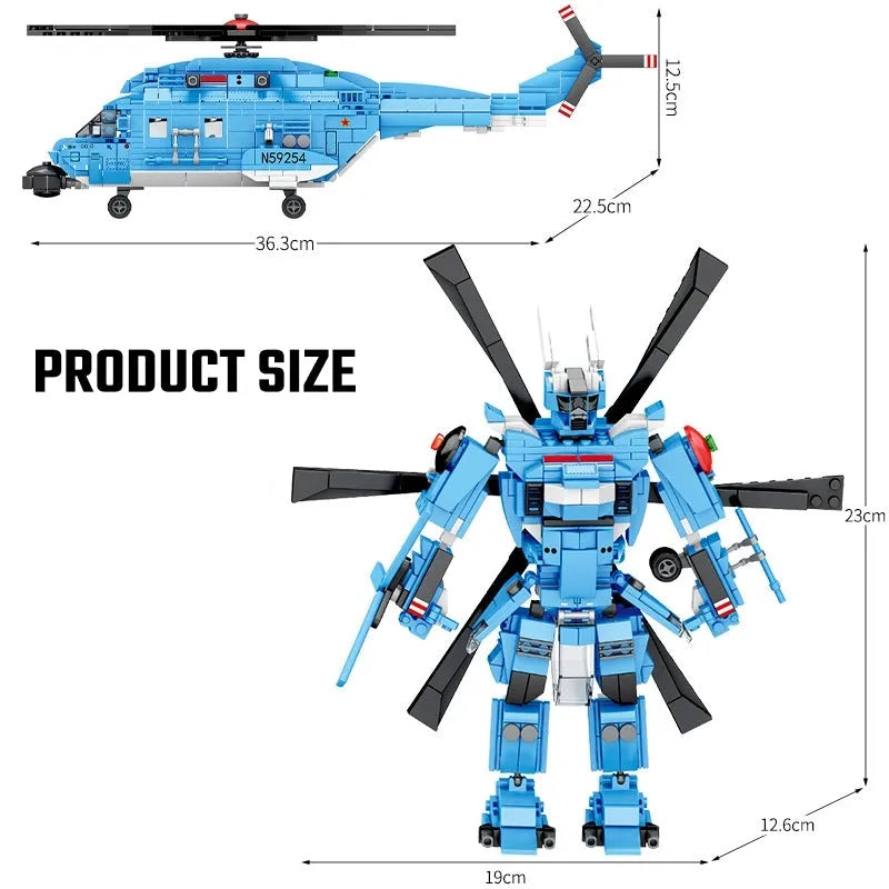 Sembo MOC Building Block Set: H-92 Armed Helicopter Mecha Robots, Model 207055