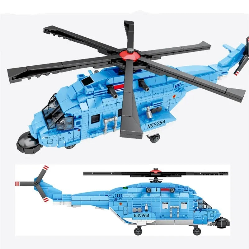 Sembo MOC Building Block Set: H-92 Armed Helicopter Mecha Robots, Model 207055