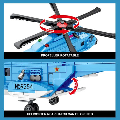 Sembo MOC Building Block Set: H-92 Armed Helicopter Mecha Robots, Model 207055