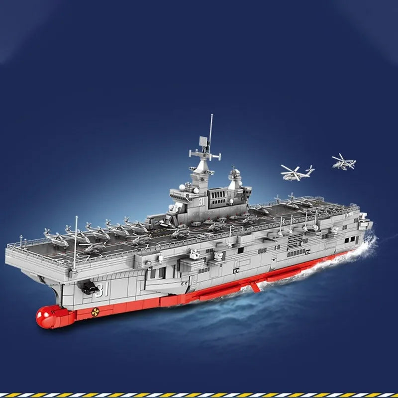 Sembo MOC Building Block Set: Helicopter Landing Dock Carrier, Model 202002