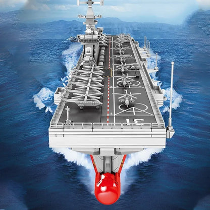 Sembo MOC Building Block Set: Helicopter Landing Dock Carrier, Model 202002