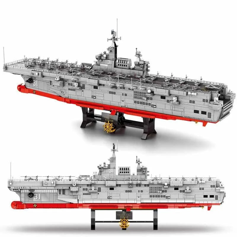 Sembo MOC Building Block Set: Helicopter Landing Dock Carrier, Model 202002