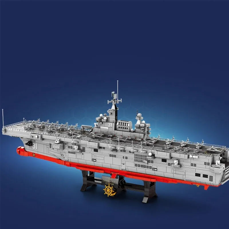Sembo MOC Building Block Set: Helicopter Landing Dock Carrier, Model 202002