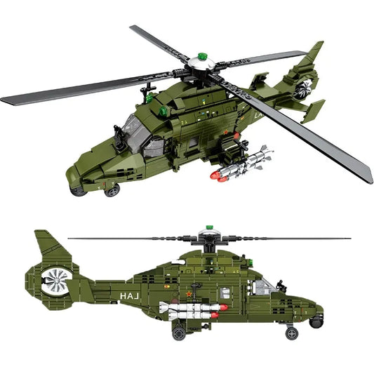 Sembo MOC Building Block Set: Light Armed Helicopter Mecha Robots, Model 207052