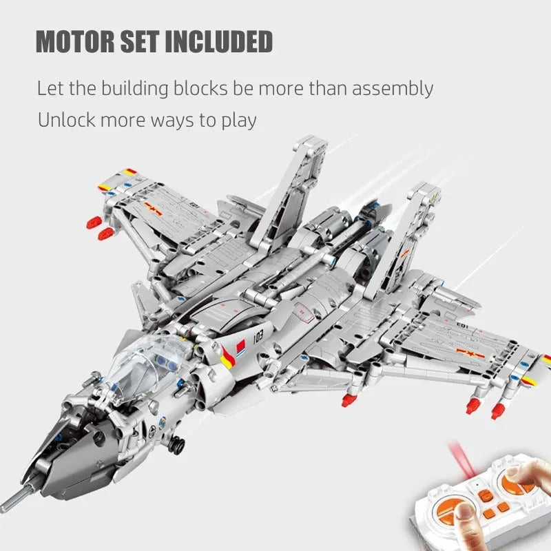 Sembo MOC Motorized Building Block Set: RC J-15 Flying Shark Aircraft, Model 705996