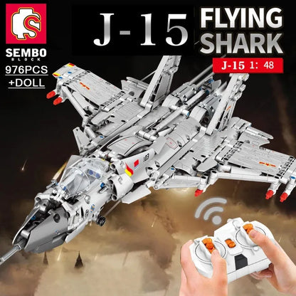 Sembo MOC Motorized Building Block Set: RC J-15 Flying Shark Aircraft, Model 705996
