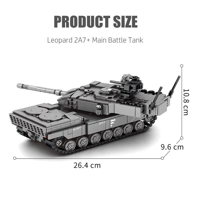 Sembo MOC Building Block Set: WW2 German Leopard 2A7 Main Battle Tank, Model 207001