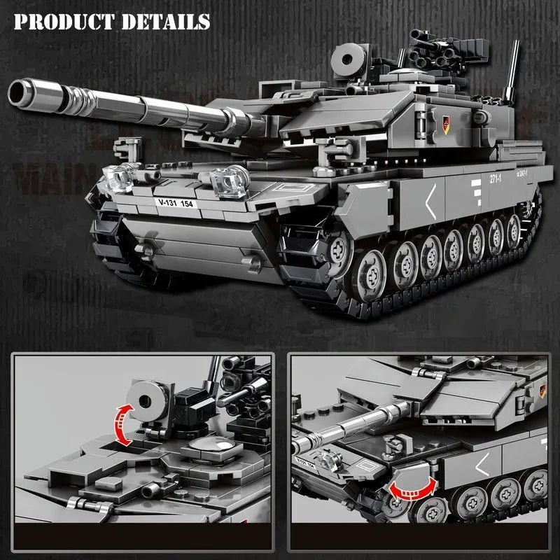 Sembo MOC Building Block Set: WW2 German Leopard 2A7 Main Battle Tank, Model 207001