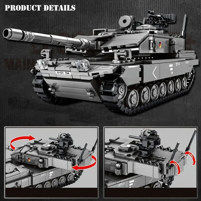 Sembo MOC Building Block Set: WW2 German Leopard 2A7 Main Battle Tank, Model 207001