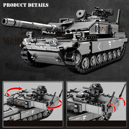 Sembo MOC Building Block Set: WW2 German Leopard 2A7 Main Battle Tank, Model 207001