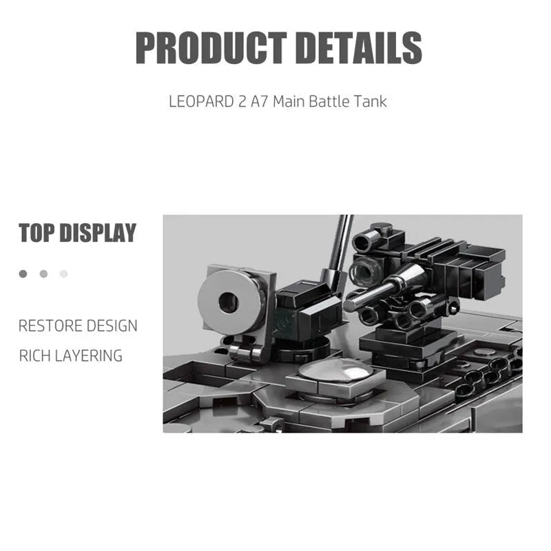 Sembo MOC Building Block Set: WW2 German Leopard 2A7 Main Battle Tank, Model 207001