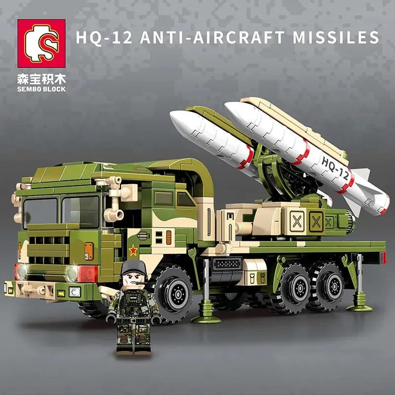 Sembo MOC Building Block Set: WW2 HQ-12 Anti Aircraft Missile Air Defense, Model 105717
