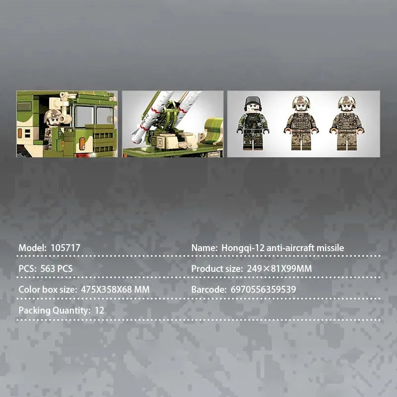 Sembo MOC Building Block Set: WW2 HQ-12 Anti Aircraft Missile Air Defense, Model 105717