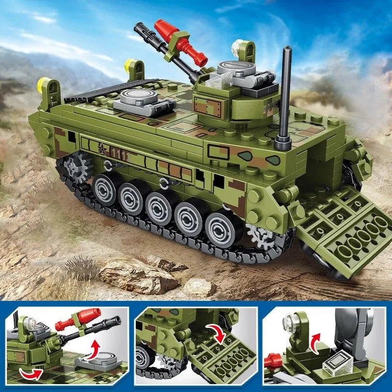Sembo MOC Building Block Set: WW2 Type 86 IFV Canon Tank, Model 105530
