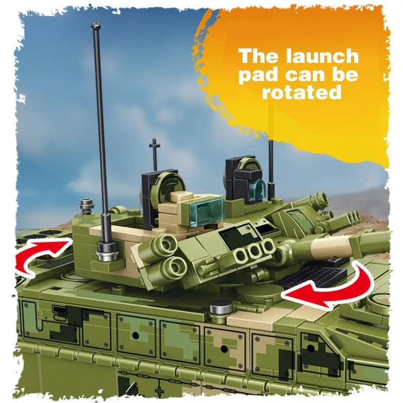 Sembo MOC Building Block Set: WW2 ZBD-04 Heavy IFV Canon Tank, Model 105731