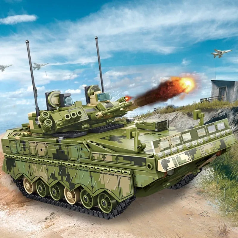 Sembo MOC Building Block Set: WW2 ZBD-04 Heavy IFV Canon Tank, Model 105731