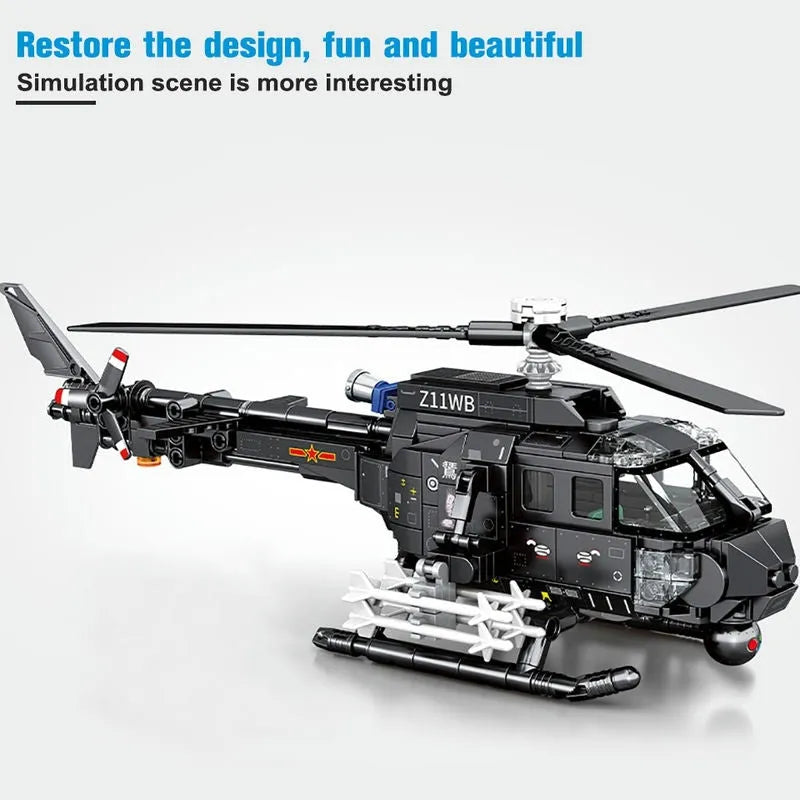 Sembo MOC Building Block Set: Z-11B Attack Helicopter, Model 202158