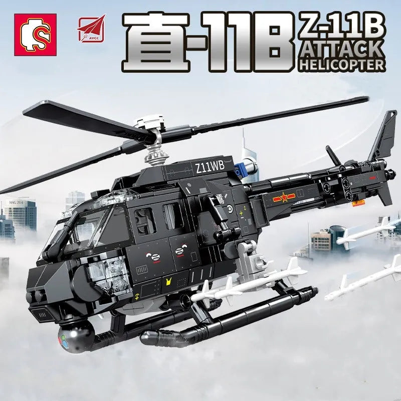 Sembo MOC Building Block Set: Z-11B Attack Helicopter, Model 202158