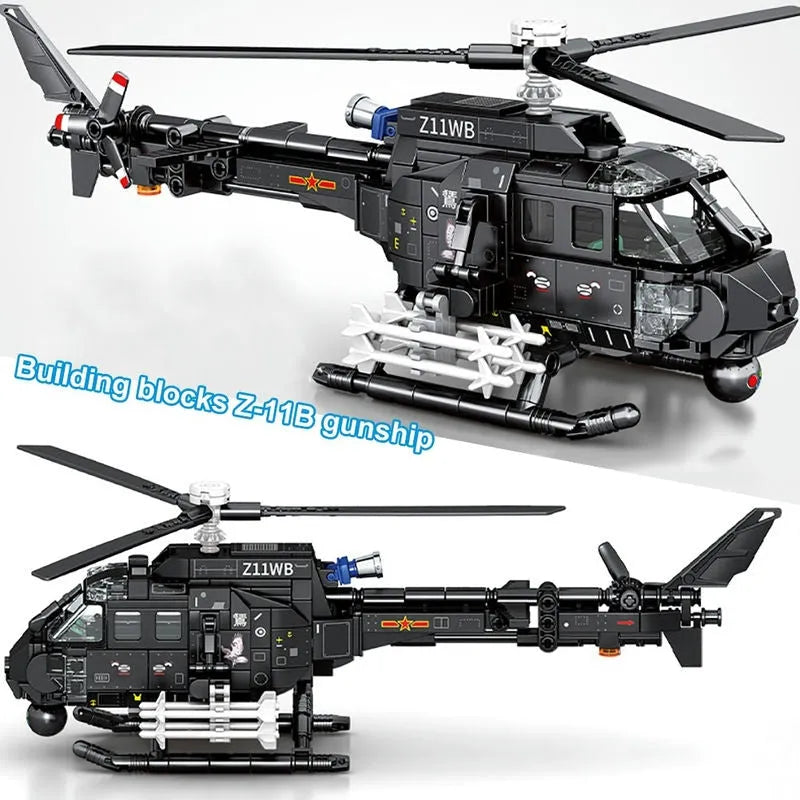 Sembo MOC Building Block Set: Z-11B Attack Helicopter, Model 202158