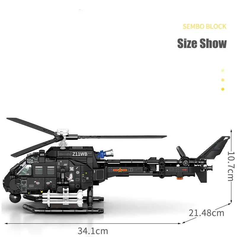 Sembo MOC Building Block Set: Z-11B Attack Helicopter, Model 202158