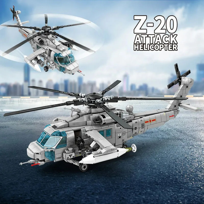 Sembo MOC Building Block Set: Z20 Attack Helicopter, Model 202125