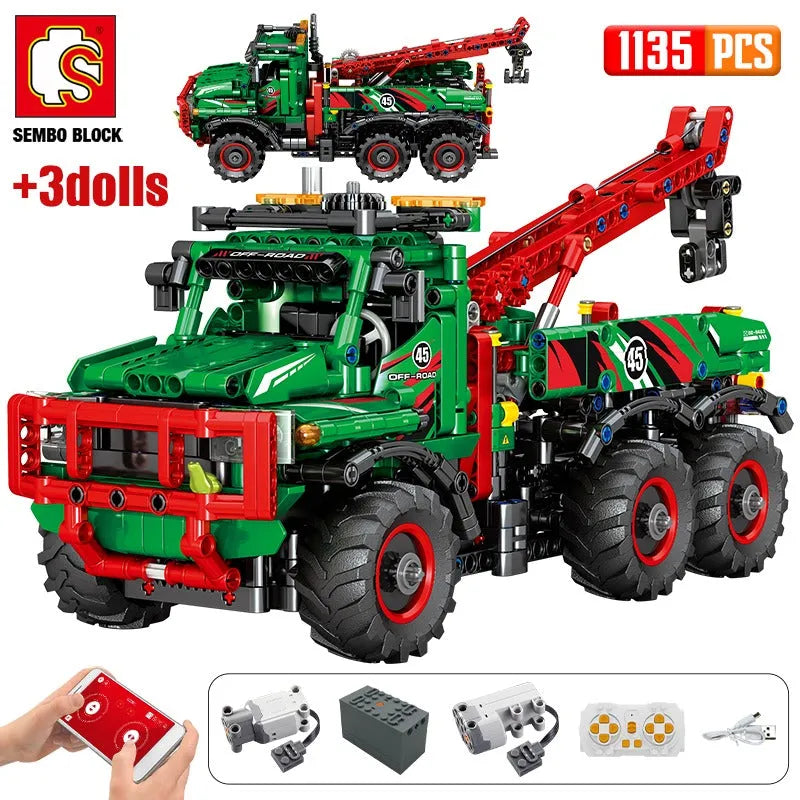 Sembo MOC Motorized Building Block Set: RC All Terrain Off-Road Car Mountain Truck, Model 720940PF