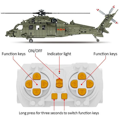 Sembo MOC Motorized Building Block Set: RC Military Z-20 Attack Helicopter, Model 705992PF