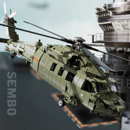 Sembo MOC Motorized Building Block Set: RC Military Z-20 Attack Helicopter, Model 705992PF