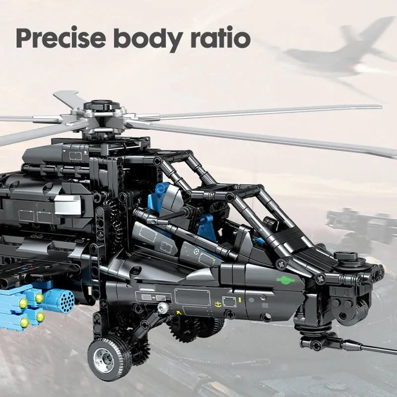 Sembo MOC Motorized Building Block Set: RC Military Z10 Attack Helicopter, Model 705993