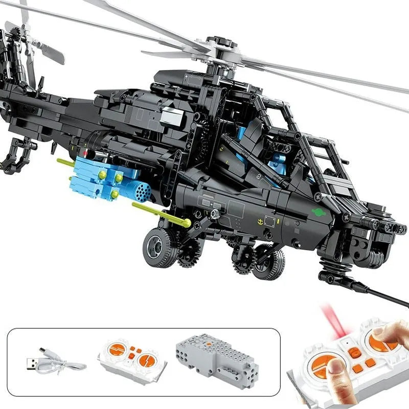 Sembo MOC Motorized Building Block Set: RC Military Z10 Attack Helicopter, Model 705993
