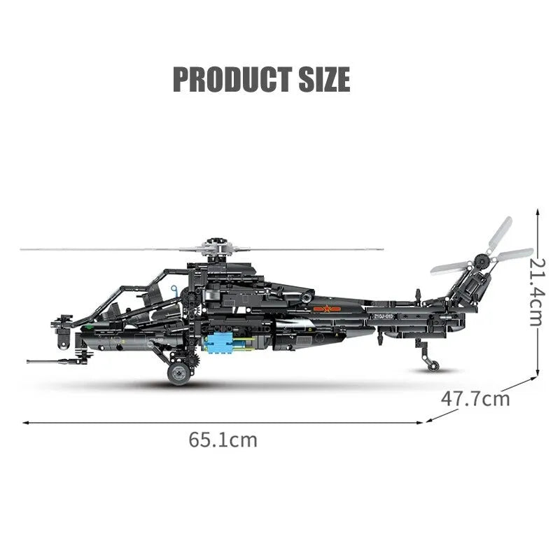 Sembo MOC Motorized Building Block Set: RC Military Z10 Attack Helicopter, Model 705993