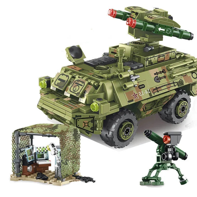 Sembo Building Block Set: Modern Military Red Arrow Missile Vehicle, Model 105656