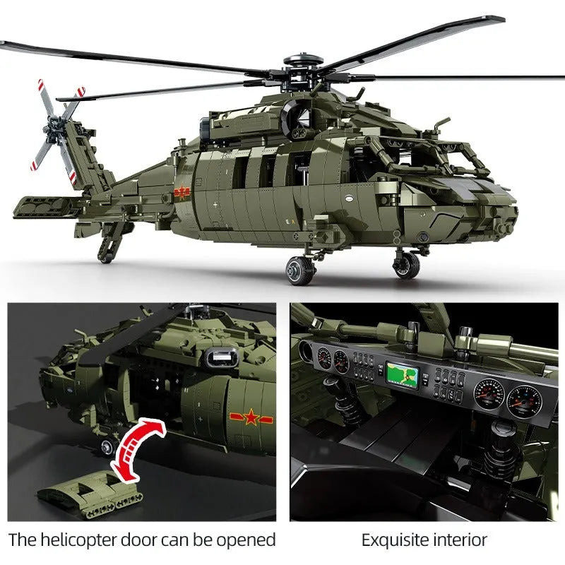 Sembo Motorized Building Block Set: Armed Z20 Attack Helicopter, Model 705992