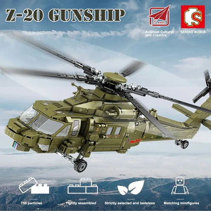 Sembo Building Block Set: Z-20 Attack Helicopter, Model 202152