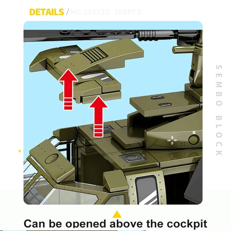 Sembo Building Block Set: Z-20 Attack Helicopter, Model 202152