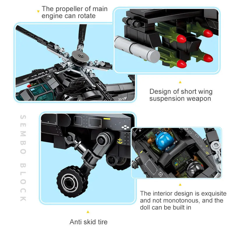 Sembo Building Block Set: Z10 SWAT Armed Police Helicopter, Model 202119