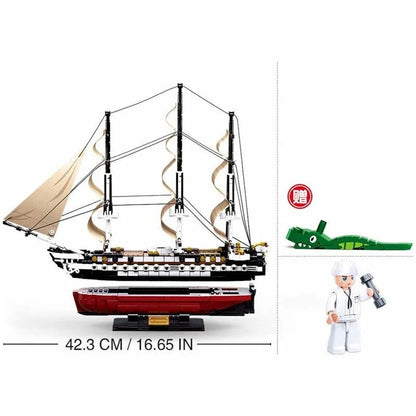 Sluban MOC Building Block Set: USS Constitution Pirate Ship, Model SB0836