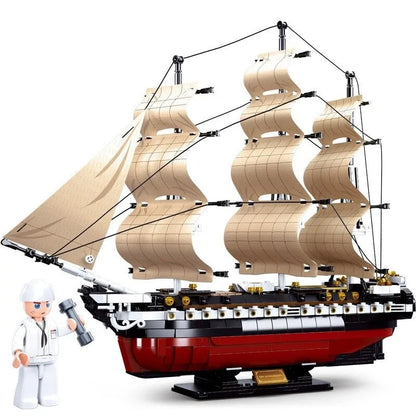 Sluban MOC Building Block Set: USS Constitution Pirate Ship, Model SB0836