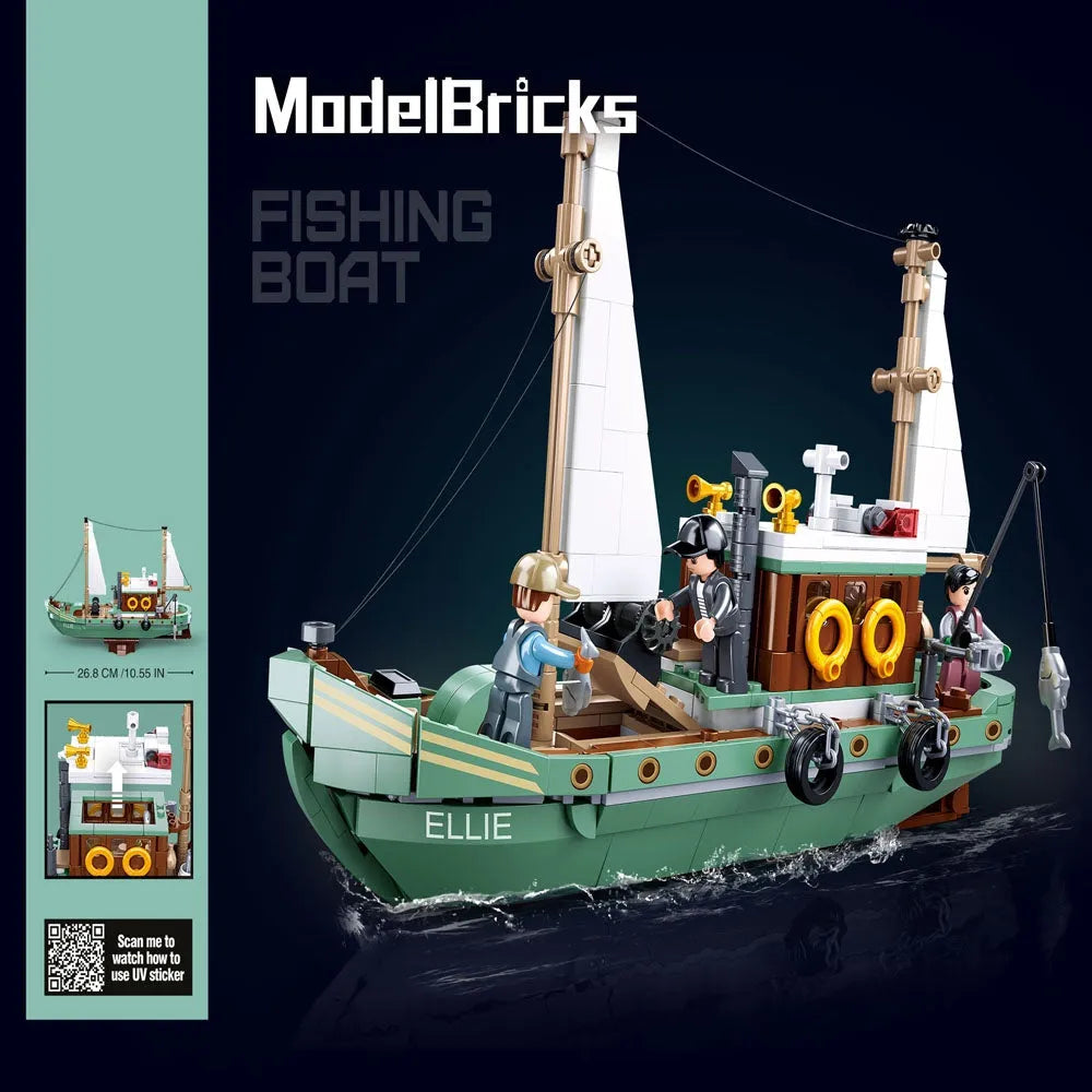 Sluban Building Block Set: Fisherman Fishing Boat, Model SB1119
