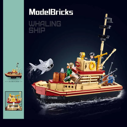 Sluban Building Block Set: Fisherman Great Shark Fishing Boat, Model SB1118