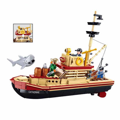 Sluban Building Block Set: Fisherman Great Shark Fishing Boat, Model SB1118