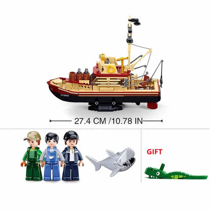 Sluban Building Block Set: Fisherman Great Shark Fishing Boat, Model SB1118
