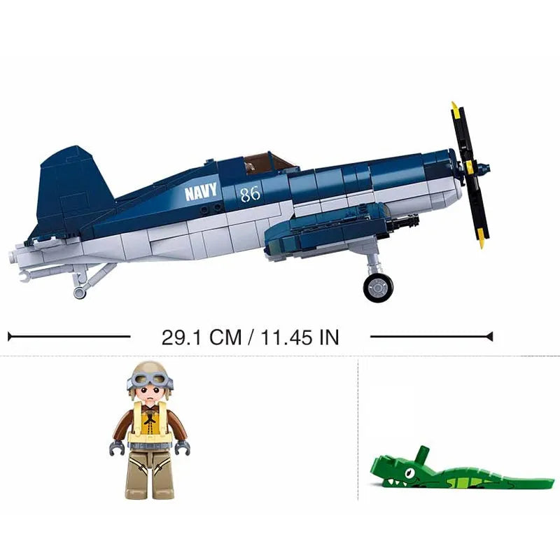 Sluban Building Block Set: Aircraft WW2 US F4U Bomber Plane, Model SB1109