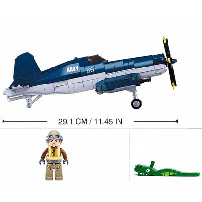 Sluban Building Block Set: Aircraft WW2 US F4U Bomber Plane, Model SB1109