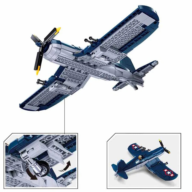 Sluban Building Block Set: Aircraft WW2 US F4U Bomber Plane, Model SB1109